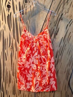 Ava & Viv 2X Red Floral Cotton Top Crisscross Back